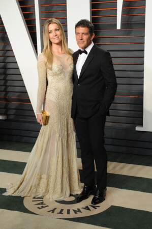 Soirée Vanity Fair Oscars 2016 : Antonio Banderas et sa nouvelle nana, Nicole Kimpel