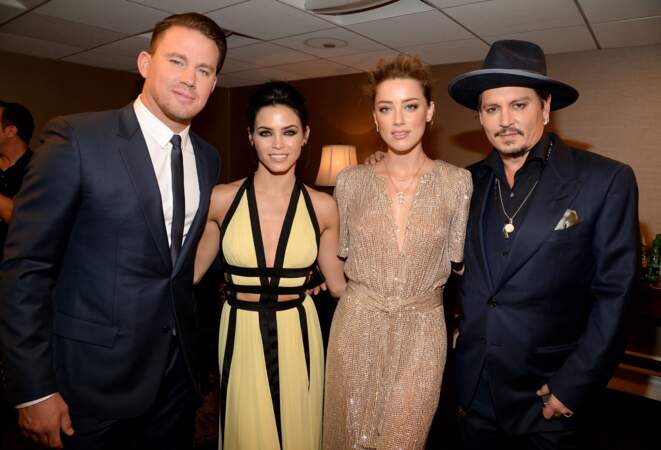 Channing Tatum et son épouse Jenna accompagnés de Amber Heard et son mari, Johnny Depp