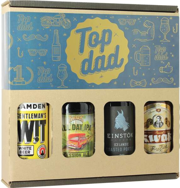 Pack "Top Dad". 4 bières, 14 €, Saveur Bière