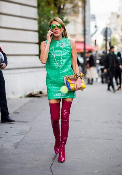 Don't : Anna Del Russo et sa robe en croco vert flashy 