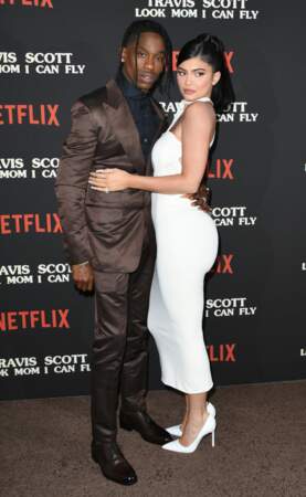 Travis Scott et Kylie Jenner lors de la première "Travis Scott: Look Mom I Can Fly" en 2019