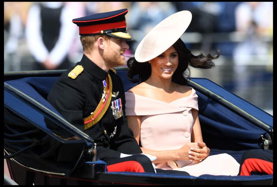 Meghan Markle et le prince Harry lors de l'anniversaire de la Reine à Londres ce samedi 9 juin 