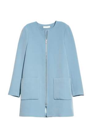 Manteau bleu pastel, H&M, actuellement à 24,99€
