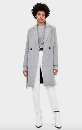 Manteau en laine avec ceinture, Bershka, 59,99€