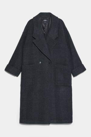 Manteau maxi oversize, Zara, 89,95€