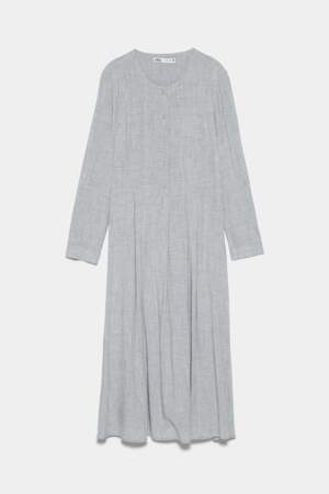 Robe à boutons gris chiné, Zara, 29,97€