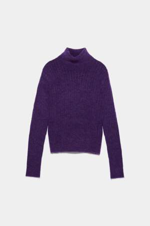 Pull en alpaga et laine violet, Zara, 29,97€