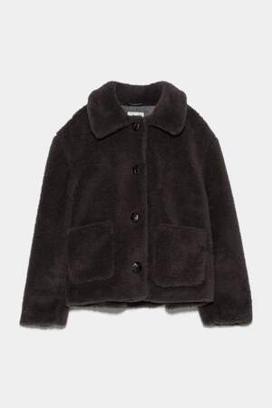 Manteau court effet mouton, Zara, 35,97€