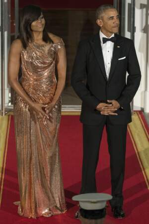 Michelle Obama avec une robe à paillettes 