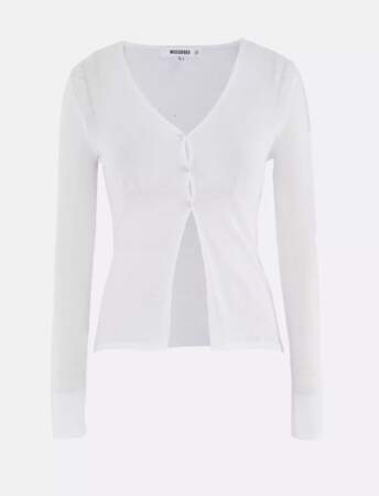 Cardigan tricoté blanc transparent, Missguided, actuellement à 18,99€