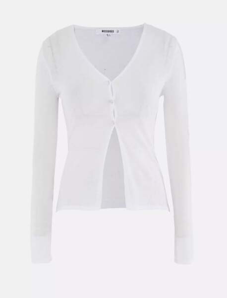 Cardigan tricoté blanc transparent, Missguided, actuellement à 18,99€
