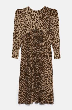 Robe longue à imprimé animalier, Zara, 19,99€ au lieu de 29,97€