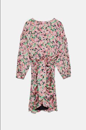 Robe drapée imprimée, Zara, 29,99€ au lieu de 39,95€