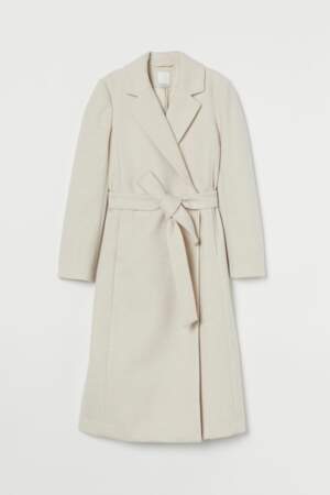 Manteau avec ceinture à nouer, H&M, 49,99€