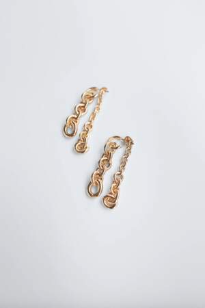 Boucles d'oreilles pendantes à maillons, Zara, 9,95€