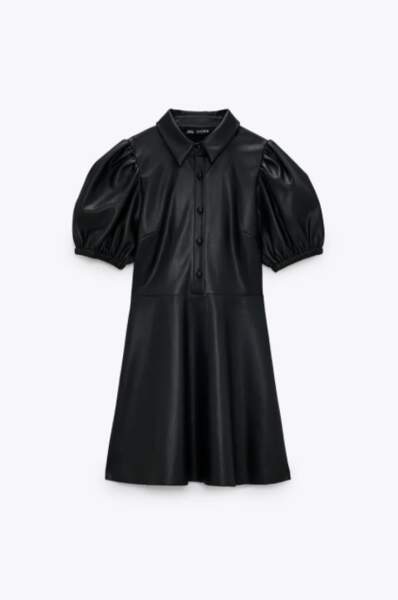 Robe courte en simili cuir, Zara, 39,95€