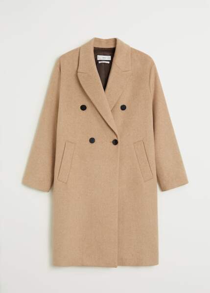 Manteau en laine boutonné, Mango, 79,99€