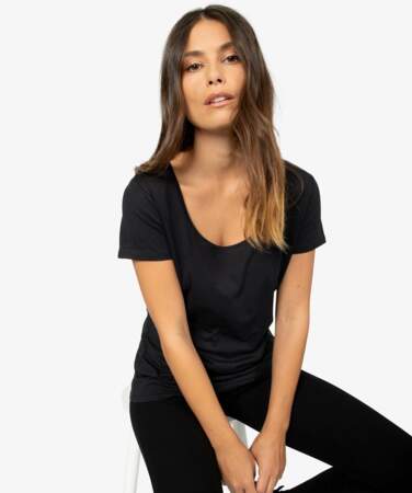 Tee-shirt femme uni en coton bio, Gémo, 3,99€
