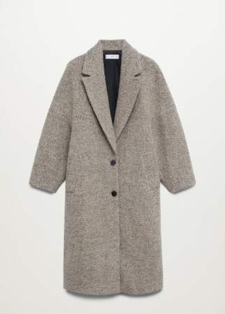 Manteau long texturé en laine, Mango sur La Redoute, 99,99€