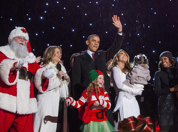 Le Père Noël, Barack Obama, Mariah Carey et Michelle Obama