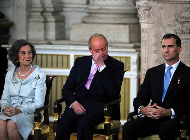 Juan Carlos 1er entouré de son épouse Sofia de Grèce et de son fils Felipe VI
