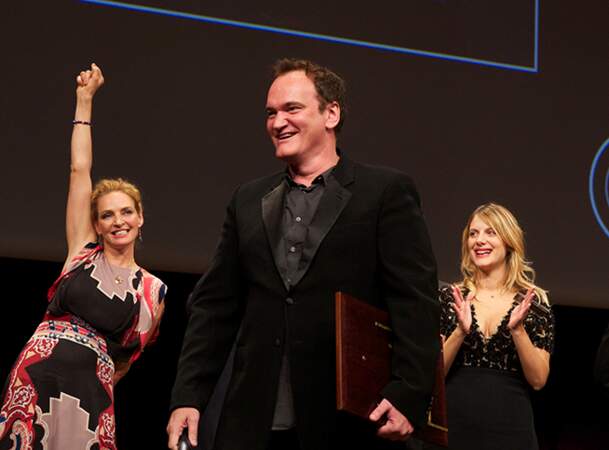 Uma Thurman, Quentin Tarantino et Mélanie Laurent
