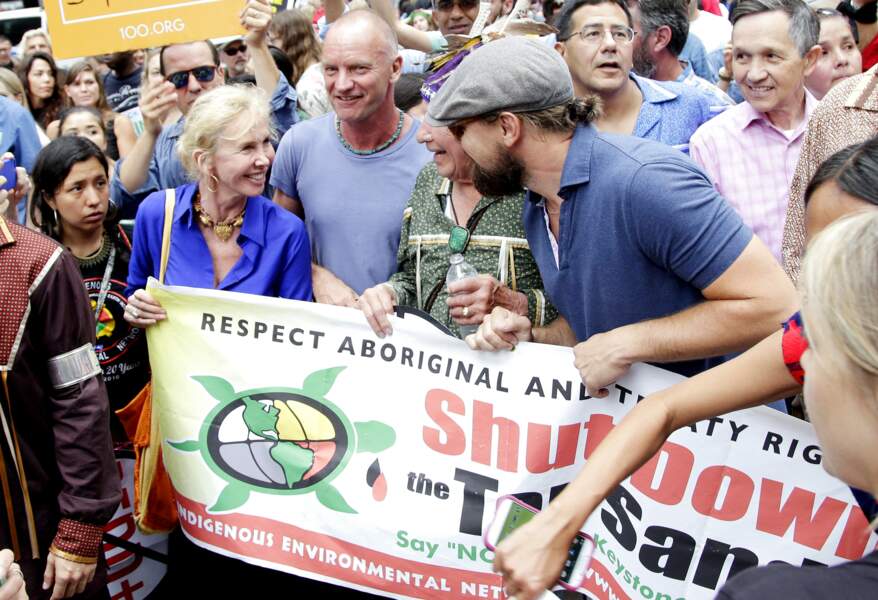 Sting lors de la marche pour le climat à New York avec Leonardo DiCaprio
