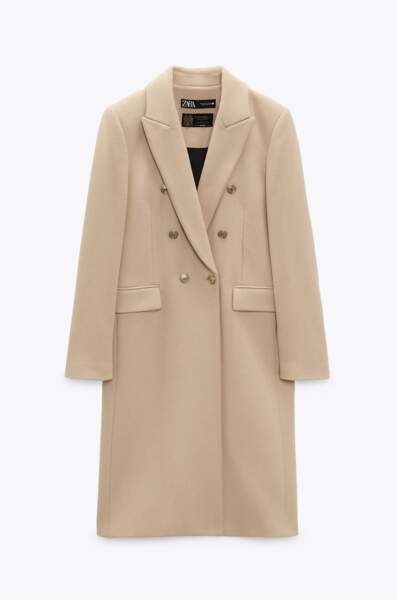 Manteau masculin en laine, Zara, 129 euros