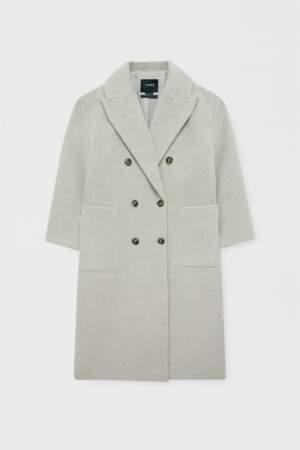 Manteau long beige à poches plaquées, Pull & Bear, 59,99 euros