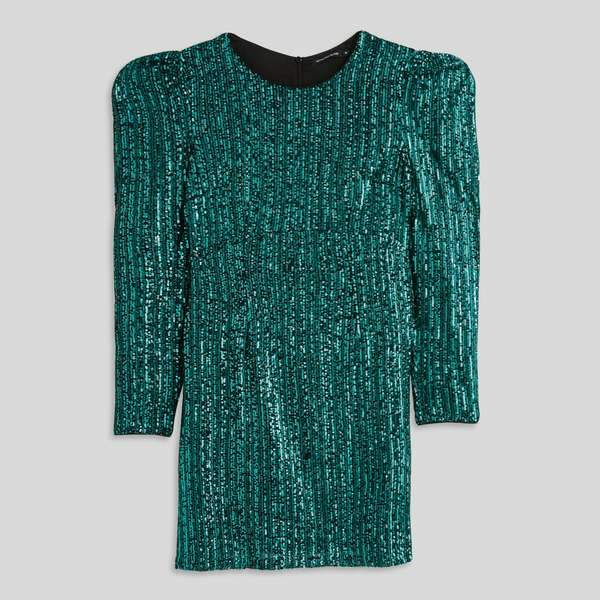 Robe courte à sequins vert, Monoprix, 49,99 euros