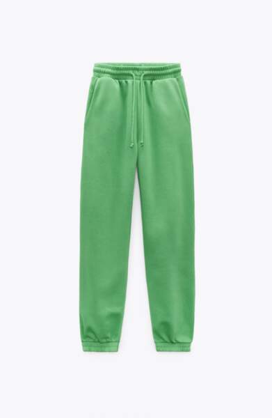 Pantalon jogger vert Zara, 15,95 euros