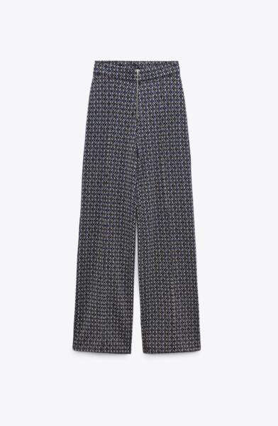 Pantalon taille haute jacquard flare Zara, 12,99 euros