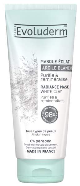 SHOPPING Masque Eclat à l’argile blanche, 100ml, 4,85 €, Evoluderm.