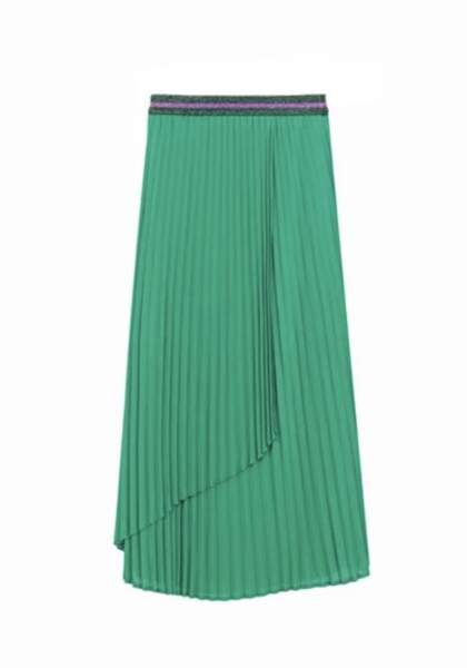 Jupe longue plissée verte La Petite Etoile, 65 euros