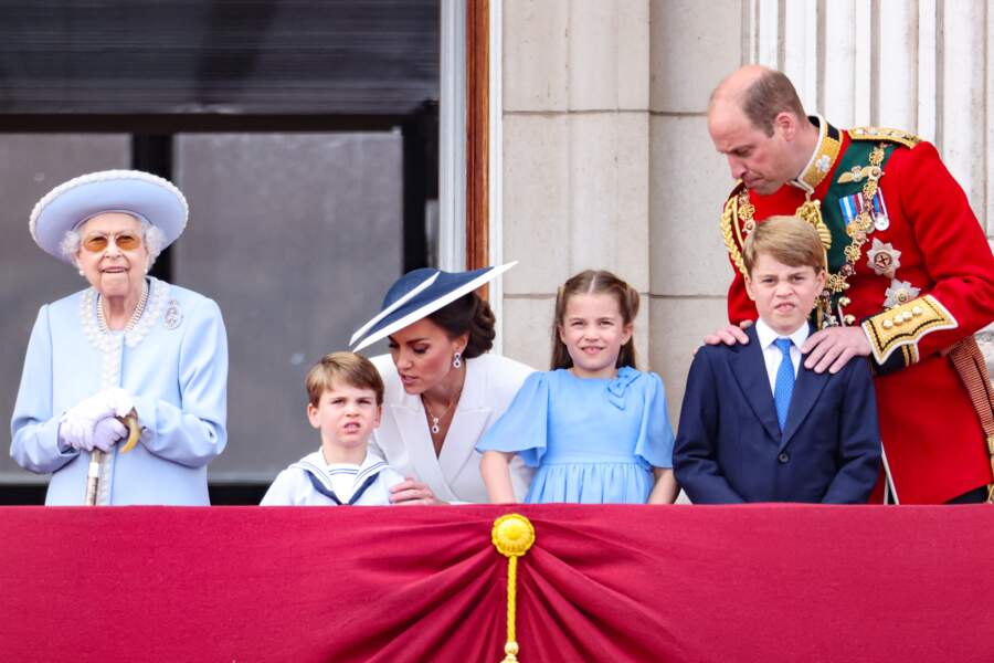 Jubilé de la reine Elizabeth II : la reine Elizabeth II, le prince Louis, Kate Middleton, la princesse Charlotte, le prince George, le prince William