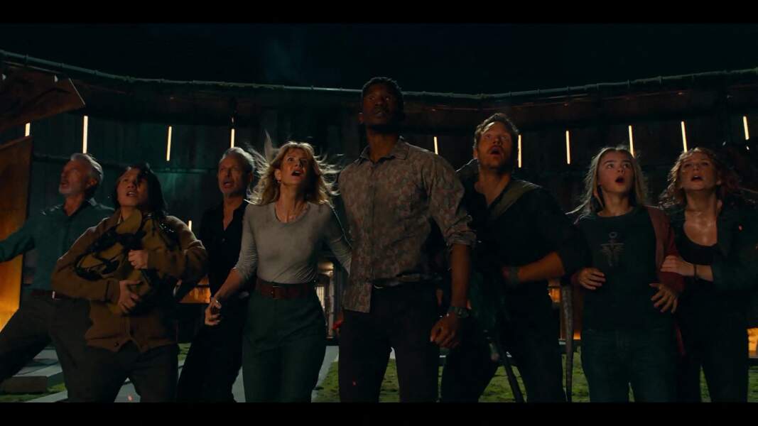 Le casting de "Jurassic World : Le monde d'après" : Chris Pratt, Laura Dern, Jeff Goldblum, Bryce Dallas Howard, Sam Neill et Isabella Sermon