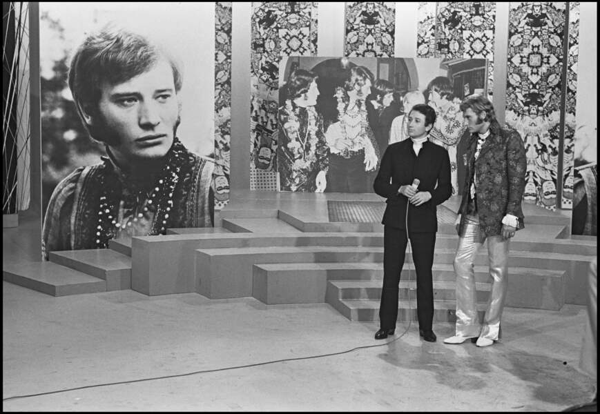 Michel Drucker et Johnny Hallyday en 1967