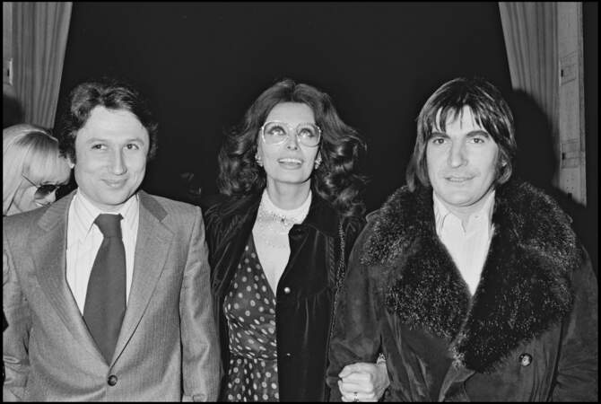Michel Drucker, Sophia Loren et Serge Lama en 1979