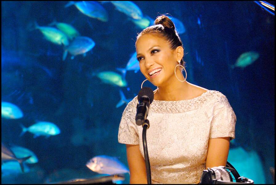Jennifer Lopez à 38 ans lors de la soirée de lancement de la chaîne NRJ Hits à Paris, en 2007 