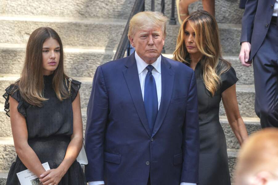 Donald Trump et sa femme Melania Trump en l'église St Vincent Ferrer à New York pour les obsèques d'Ivana Trump, le 20 juillet 2022