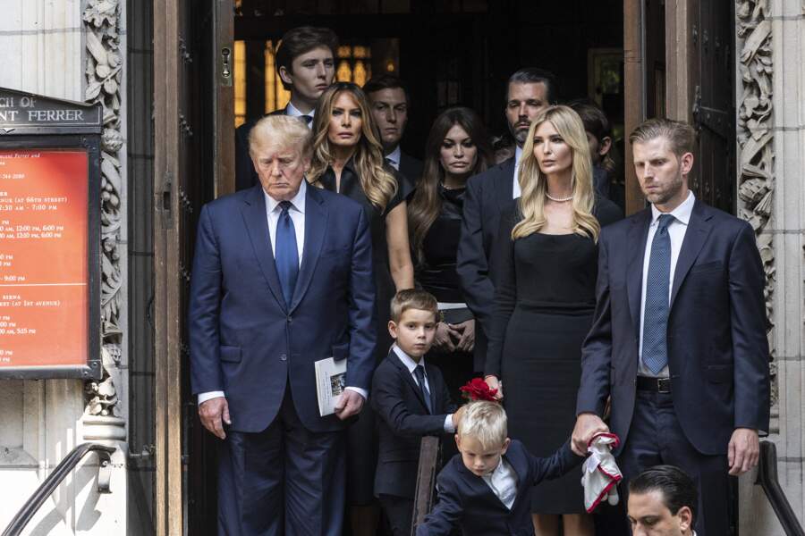 La famille Trump en l'église St Vincent Ferrer à New York pour les obsèques d'Ivana Trump, le 20 juillet 2022