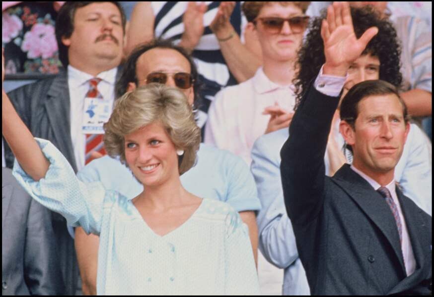 Le prince Charles et la princesse Diana lors du concert Live Aids, en 1985