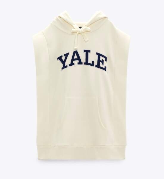 Sweat sans manches Yale Zara, 39,95 euros