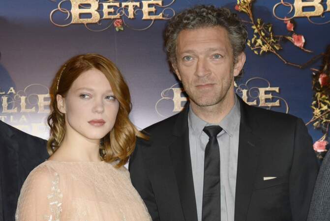 En 2014, Vincent Cassel (48 ans) et Léa Seydoux pour la première du film La Belle et La Bête à Paris