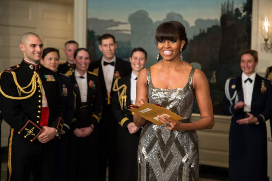 Michelle Obama est une excellente communicante et apparaît régulièrement à la télévision, comme ici en 2012
