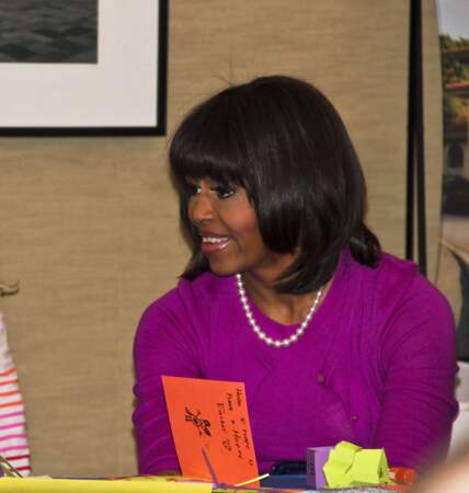 Michelle Obama (48 ans) en visite à Bethesda dans le Maryland, en 2013