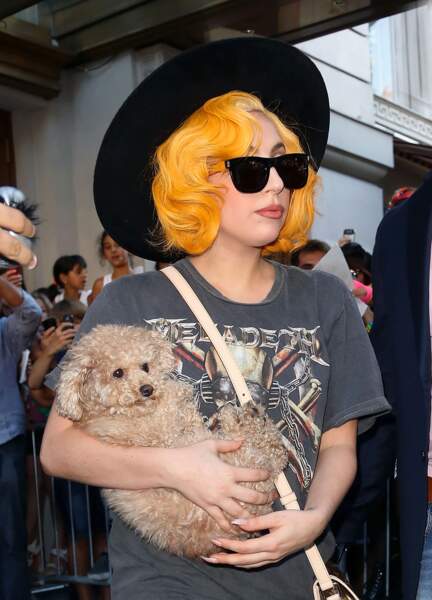 Lady Gaga ose un peu de fantaisie avec une perruque orange 
