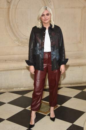 Louane en pantalon en cuir Dior en 2019