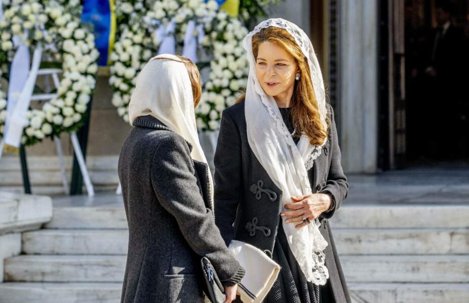 La reine Noor de Jordanie était également présente pour soutenir la famille royale de Grèce.