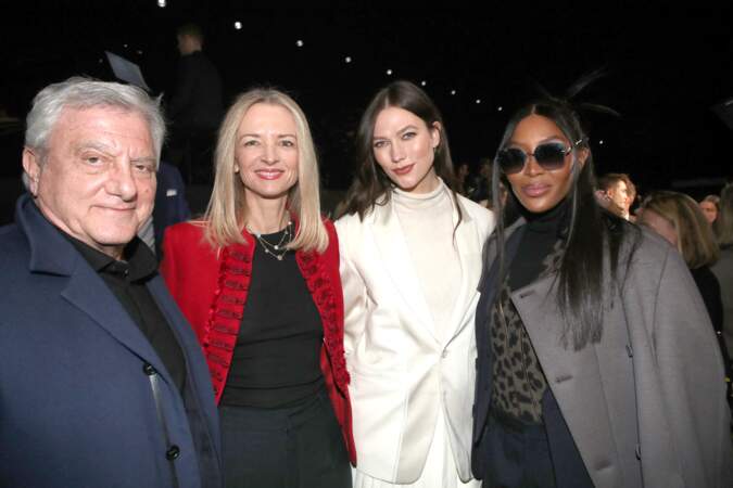 Sidney Toledano, Delphine Arnault (nouvelle présidente de Dior), Karlie Kloss et Naomi Campbell au défilé Dior.